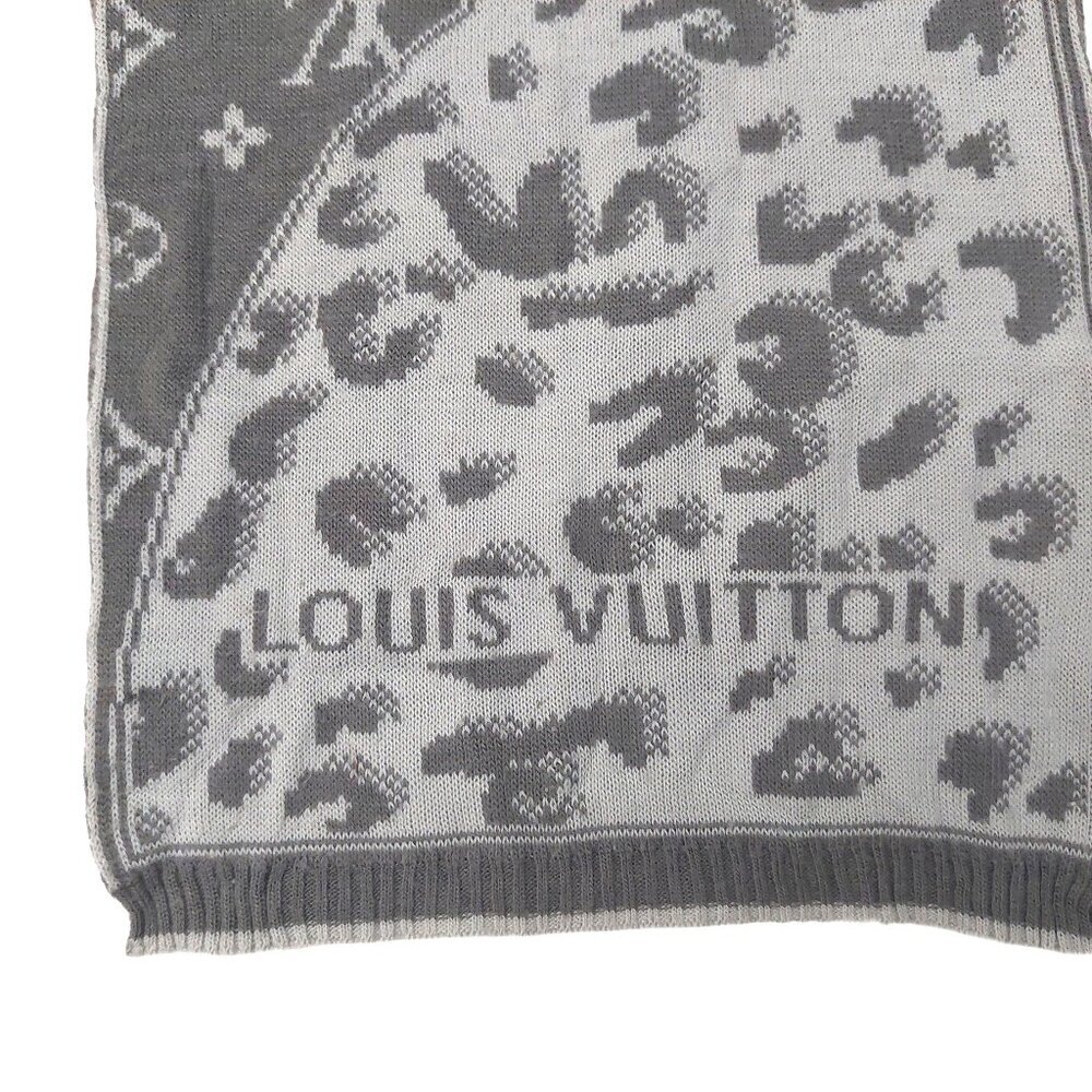 VUITTON LV Vintage Woven Print Medium Gray on Gray Scarf Scarves - Picture 5 of 10